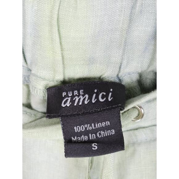 Pure Amici Small Women's Lightweight And Frayed Pants 100% Linen - Picture 2 of 13